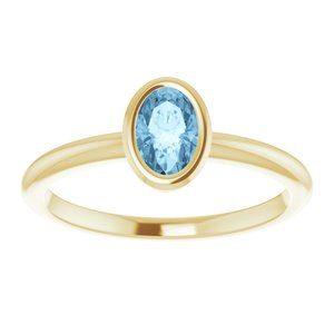 14K Yellow Gold 6x4 mm Natural Sky Blue Topaz Bezel-Set Ring