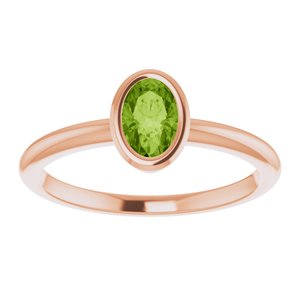 14K Rose Gold 6x4 mm Natural Peridot Bezel-Set Ring