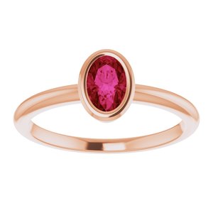 14K Rose Gold 6x4 mm Lab-Grown Ruby Bezel-Set Ring
