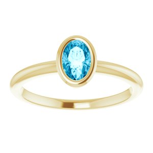 14K Yellow Gold 6x4 mm Natural Aquamarine Bezel-Set Ring