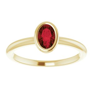 14K Yellow Gold 6x4 mm Natural Mozambique Garnet Bezel-Set Ring