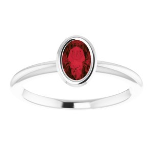Platinum 6x4 mm Natural Mozambique Garnet Bezel-Set Ring