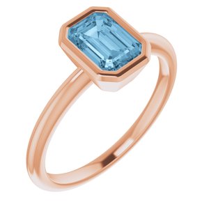 14K Rose Gold 7x5 mm Natural Sky Blue Topaz Bezel-Set Ring