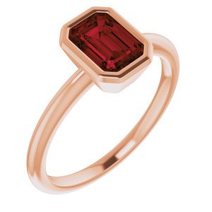 14K Rose Gold 7x5 mm Natural Mozambique Garnet Bezel-Set Ring
