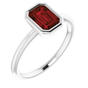 Sterling Silver 7x5 mm Natural Mozambique Garnet Bezel-Set Ring