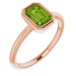 14K Rose Gold 7x5 mm Natural Peridot Bezel-Set Ring