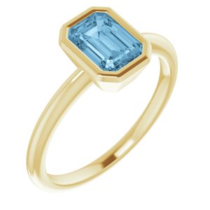 14K Yellow Gold 7x5 mm Natural Sky Blue Topaz Bezel-Set Ring