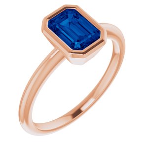 14K Rose Gold 7x5 mm Lab-Grown Blue Sapphire Bezel-Set Ring