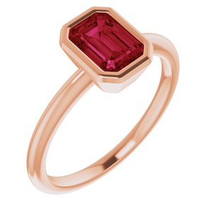 14K Rose Gold 7x5 mm Lab-Grown Ruby Bezel-Set Ring