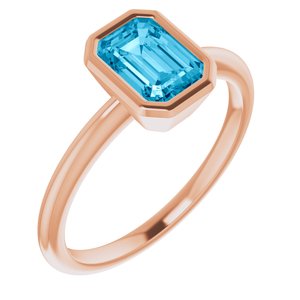 14K Rose Gold 7x5 mm Natural Aquamarine Bezel-Set Ring