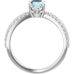 14K White Gold Natural Sky Blue Topaz & 1/3 CTW Natural Diamond Ring