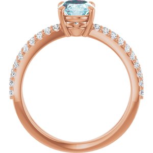 14K Rose Gold Natural Sky Blue Topaz & 1/3 CTW Natural Diamond Ring