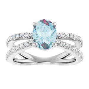 14K White Gold Natural Sky Blue Topaz & 1/3 CTW Natural Diamond Ring