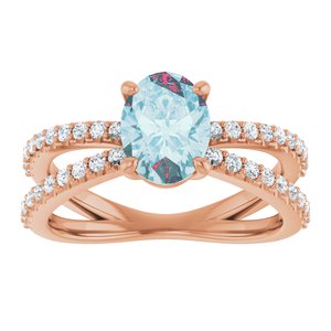 14K Rose Gold Natural Sky Blue Topaz & 1/3 CTW Natural Diamond Ring