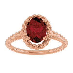 14K Rose Gold Natural Mozambique Garnet Rope Ring