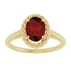 14K Yellow Gold Natural Mozambique Garnet Rope Ring