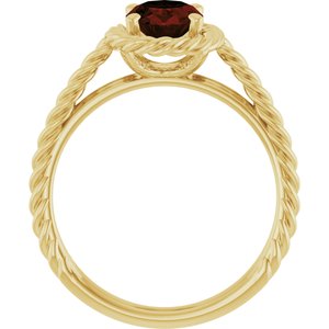14K Yellow Gold Natural Mozambique Garnet Rope Ring