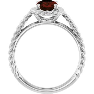 Platinum Natural Mozambique Garnet Rope Ring