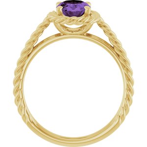 14K Yellow Gold Natural Amethyst Rope Ring