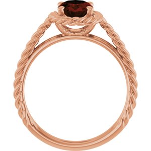 14K Rose Gold Natural Mozambique Garnet Rope Ring