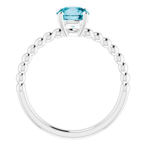 14K White Gold Natural London Blue Topaz Beaded Ring