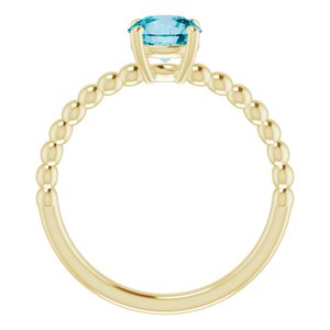 14K Yellow Gold Natural London Blue Topaz Beaded Ring