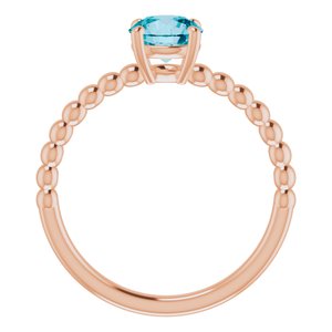 14K Rose Gold Natural London Blue Topaz Beaded Ring