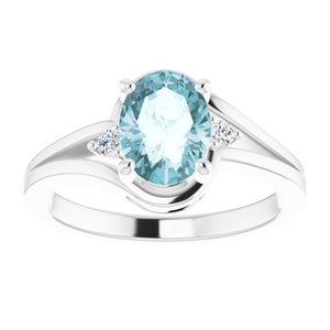 14K White Gold Natural Sky Blue Topaz & .05 CTW Natural Diamond Ring