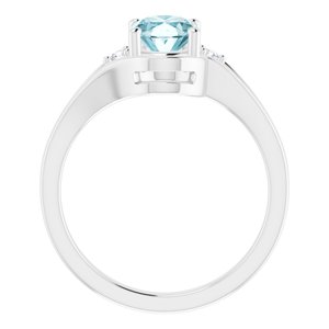 14K White Gold Natural Sky Blue Topaz & .05 CTW Natural Diamond Ring