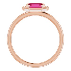 14K Rose Gold Natural Ruby & .02 CTW Natural Diamond Stackable Ring