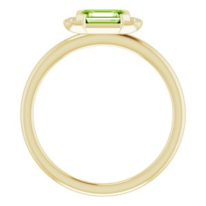 14K Yellow Gold Natural Peridot & .02 CTW Natural Diamond Stackable Ring