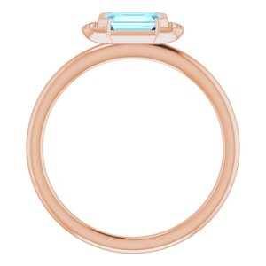 14K Rose Gold Natural Aquamarine & .02 CTW Natural Diamond Stackable Ring