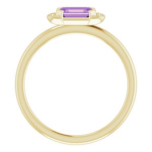14K Yellow Gold Natural Amethyst & .02 CTW Natural Diamond Stackable Ring