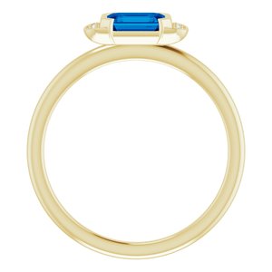 14K Yellow Gold Lab-Grown Blue Sapphire & .02 CTW Natural Diamond Stackable Ring