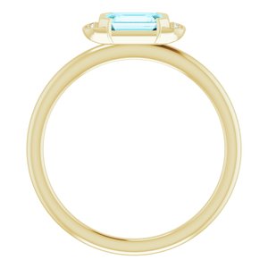 14K Yellow Gold Natural Blue Zircon & .02 CTW Natural Diamond Stackable Ring