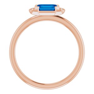 14K Rose Gold Natural Blue Sapphire & .02 CTW Natural Diamond Stackable Ring