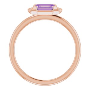 14K Rose Gold Natural Amethyst & .02 CTW Natural Diamond Stackable Ring