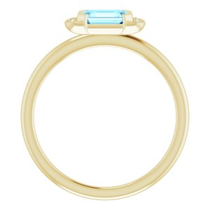 14K Yellow Gold Natural Aquamarine & .02 CTW Natural Diamond Stackable Ring