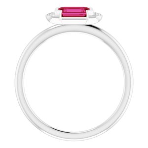 Platinum Lab-Grown Ruby & .02 CTW Natural Diamond Stackable Ring