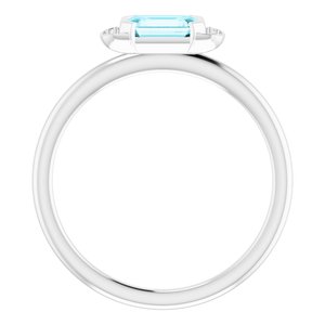 14K White Gold Natural Blue Zircon & .02 CTW Natural Diamond Stackable Ring