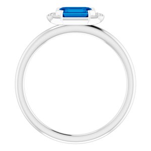 14K White Gold Natural Blue Sapphire & .02 CTW Natural Diamond Stackable Ring