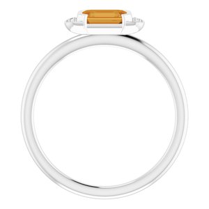 14K White Gold Natural Citrine & .02 CTW Natural Diamond Stackable Ring