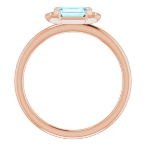 14K Rose Gold Natural Blue Zircon & .02 CTW Natural Diamond Stackable Ring