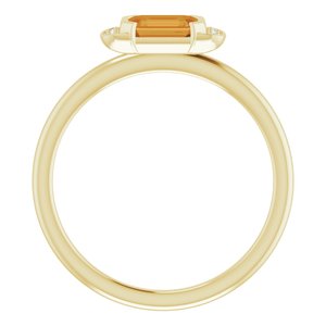 14K Yellow Gold Natural Citrine & .02 CTW Natural Diamond Stackable Ring