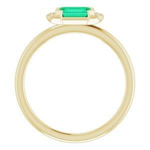 14K Yellow Gold Lab-Grown Emerald & .02 CTW Natural Diamond Stackable Ring