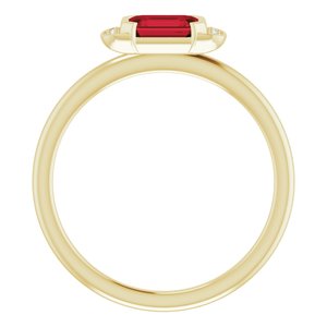 14K Yellow Gold Natural Mozambique Garnet & .02 CTW Natural Diamond Stackable Ring