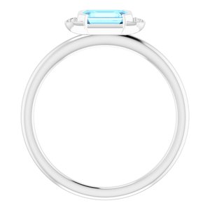 14K White Gold Natural Aquamarine & .02 CTW Natural Diamond Stackable Ring