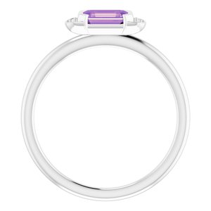 14K White Gold Natural Amethyst & .02 CTW Natural Diamond Stackable Ring