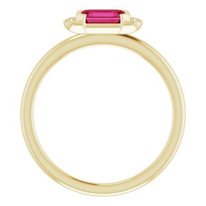 14K Yellow Gold Natural Ruby & .02 CTW Natural Diamond Stackable Ring