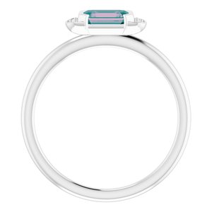 Platinum Lab-Grown Alexandrite & .02 CTW Natural Diamond Stackable Ring